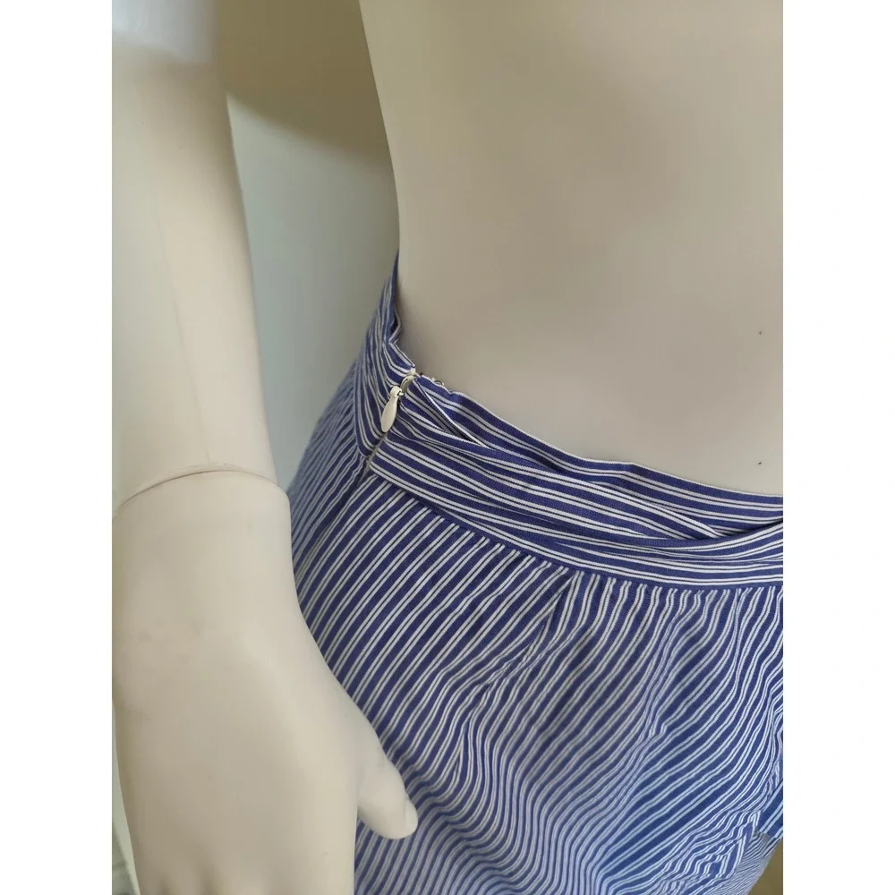 Parker Blue White Striped Cotton Ruffle Mini Skirt Side‎ Tie Wrap Small
